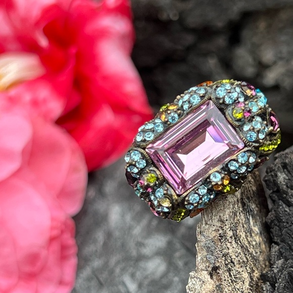 Vintage Heidi Daus Art Deco Statement Cocktail Ring – Size 8 - Picture 9 of 14